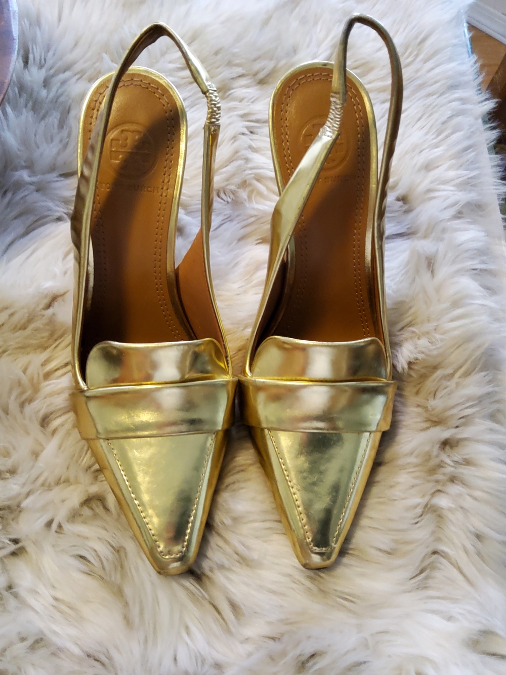Tory Burch Gold Slingback Pumps VGUC Size 6 "Sadie"